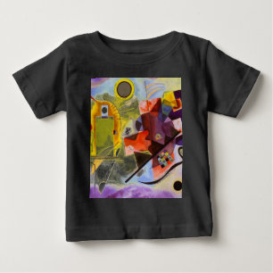 Camiseta Para Bebê Pintura de Abstrato Amarelo Azul Kandinsky