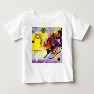Camiseta Para Bebê Pintura de Abstrato Amarelo Azul Kandinsky