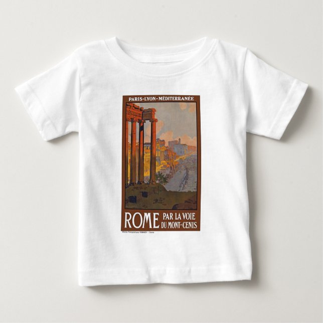 Camiseta Para Bebê Pintura de Viagem de Anúncio da Roma Antiga (Frente)