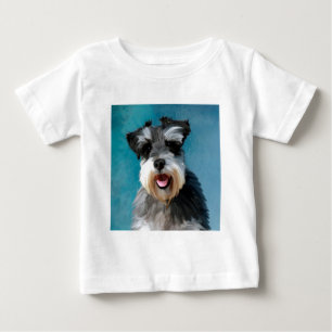Camiseta Para Bebê Pintura em Aquarela do Schnauzer Miniatura
