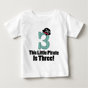 Camiseta Para Bebê Pirata bonito do aniversário de 3 anos