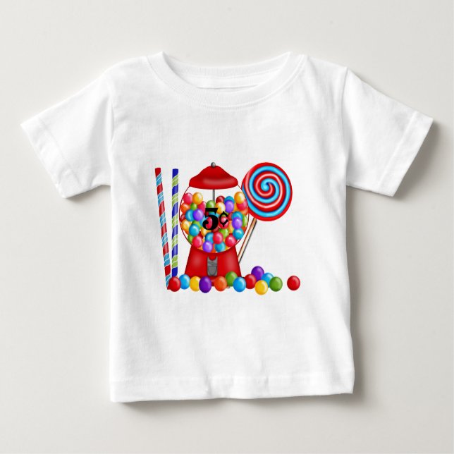 Camiseta Para Bebê Pirulito dos doces da máquina de Gumball (Frente)