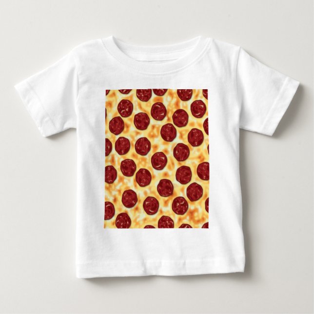 Camiseta Para Bebê Pizza Pepperoni (Frente)