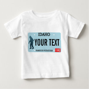 Camiseta Para Bebê Placa de Licença Idaho Sasquatch