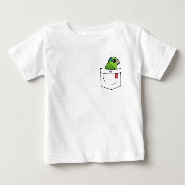 Camiseta Para Bebê Pocket Parrot Verde (Frente)