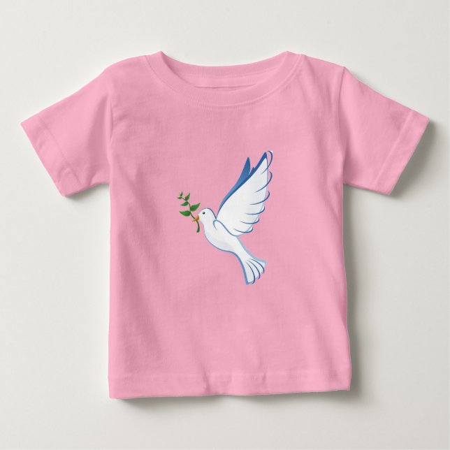 Camiseta Para Bebê Pomba do T do bebê da paz (Frente)