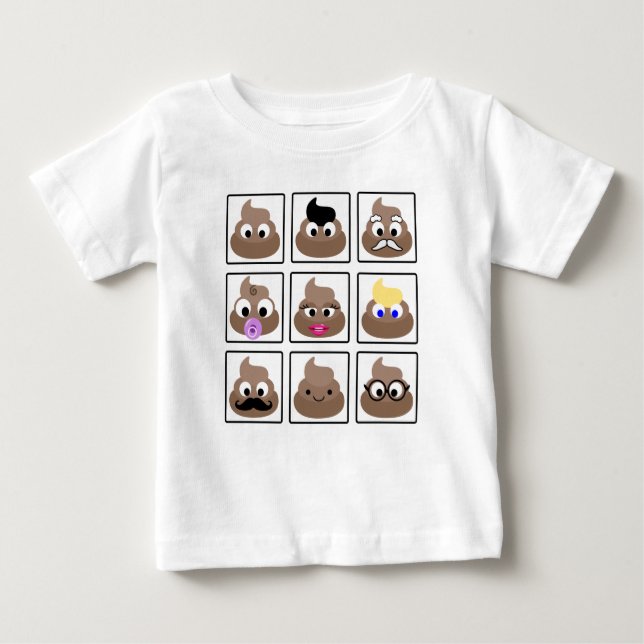 Camiseta Para Bebê Poop Muitos Rostos (Frente)