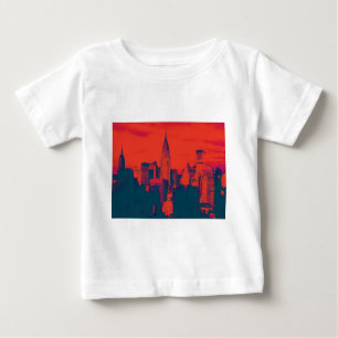 Camiseta Para Bebê Pop de Nova Iorque de Estilo Retro Vermelho Pontil
