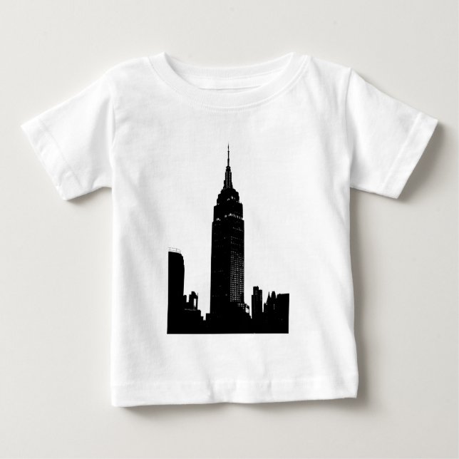 Camiseta Para Bebê Pop preto e branco Nova Iorque (Frente)