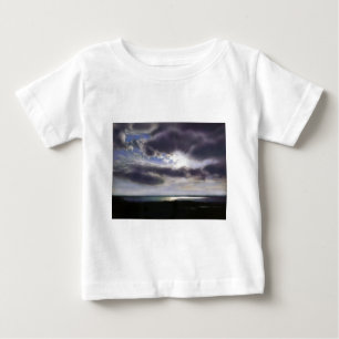 Camiseta Para Bebê Pôr do sol sobre a pintura a aquarela do lago