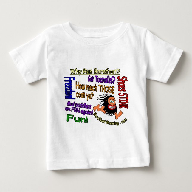 Camiseta Para Bebê Por que funcionamento descalço? (Frente)