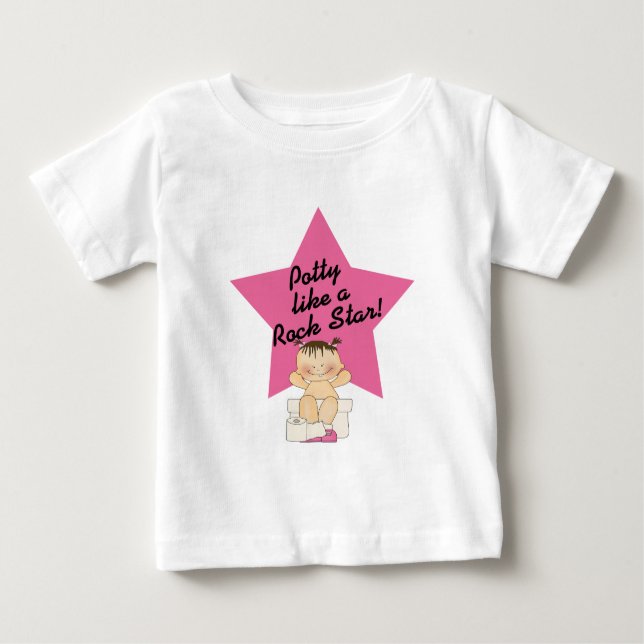 Camiseta Para Bebê Potty Like A Rock Star Girl (Frente)