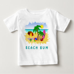 Camiseta Para Bebê Praia Bum Sun Sea e Surf Divertido Bebê Colorido