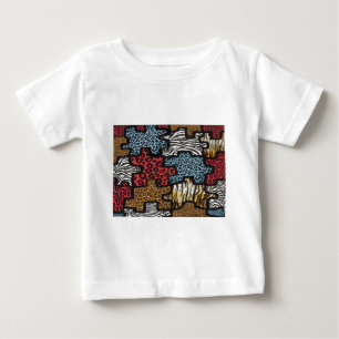 Camiseta Para Bebê Presentes com Estampa de Puzzle Leopardo Zebra Roc