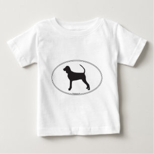 Camiseta Para Bebê Preto e silhueta do Coonhound de Tan