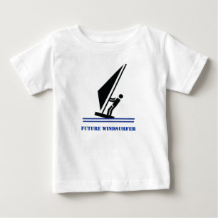 Camiseta Para Bebê Preto futuro do windsurfer, costume windsurfing