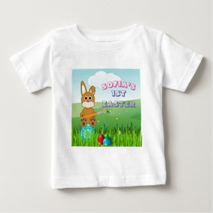 Camiseta Para Bebê Primeira Páscoa do bebê l Pintura Ovos
