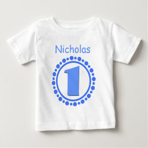 Camiseta Para Bebê primeiro aniversario Boy One Year Big Number Name 