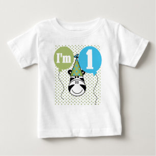 Camiseta Para Bebê Primeiro aniversário da zebra