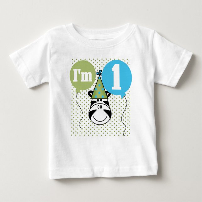 Camiseta Para Bebê Primeiro aniversário da zebra (Frente)