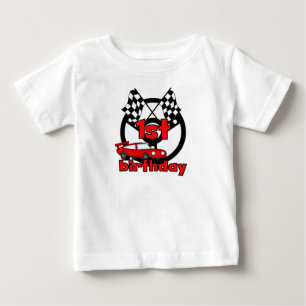 Camiseta Para Bebê Primeiro aniversario das corridas de carros
