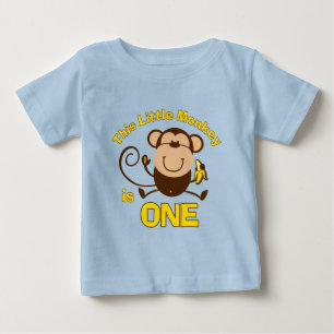 Camiseta Para Bebê Primeiro aniversario de macaco pequeno personaliza