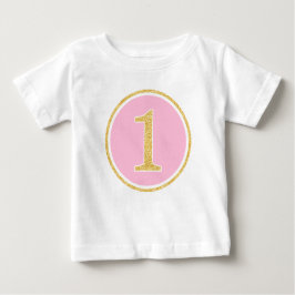 Camiseta Para Bebê Primeiro aniversario do Círculo com Cinza Cinza Do