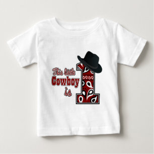 Camiseta Para Bebê Primeiro Aniversário do Cowboy