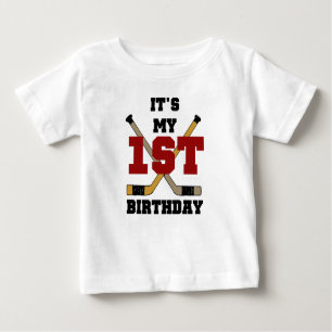 Camiseta Para Bebê Primeiro aniversário do hóquei