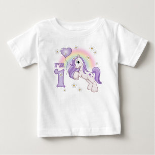 Camiseta Para Bebê Primeiro Aniversário do Pôneo bonito