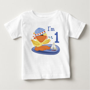 Camiseta Para Bebê Primeiro aniversario Ducky Boy