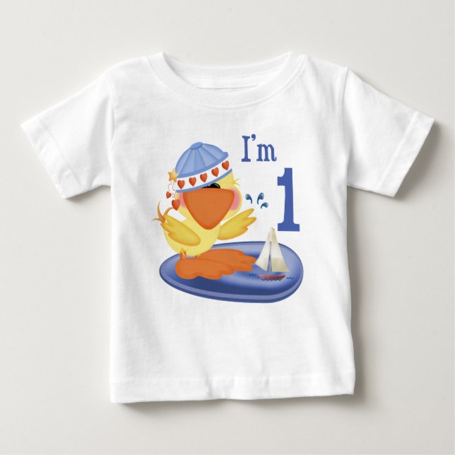 Camiseta Para Bebê Primeiro aniversario Ducky Boy (Frente)