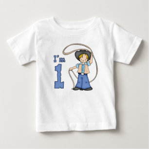 Camiseta Para Bebê Primeiro aniversario Roper Cowboy