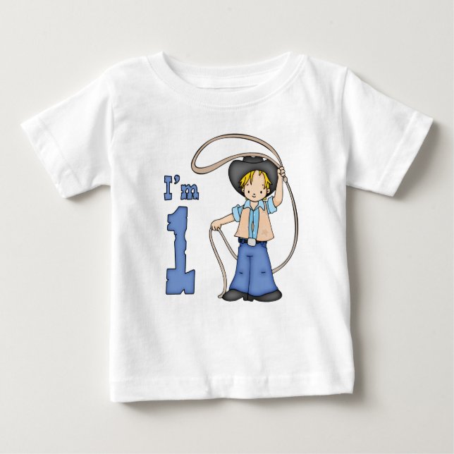 Camiseta Para Bebê Primeiro aniversario Roper Cowboy (Frente)