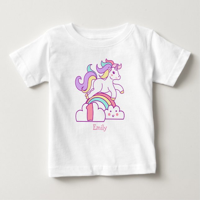 Camiseta Para Bebê Primeiro aniversario Unicorn (Frente)
