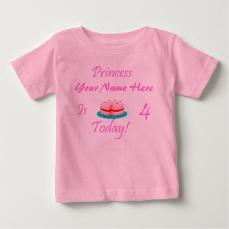 Camiseta Para Bebê Princesa (Seu Nome) é 4 hoje