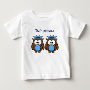 Camiseta Para Bebê príncipes de coruja gêmea