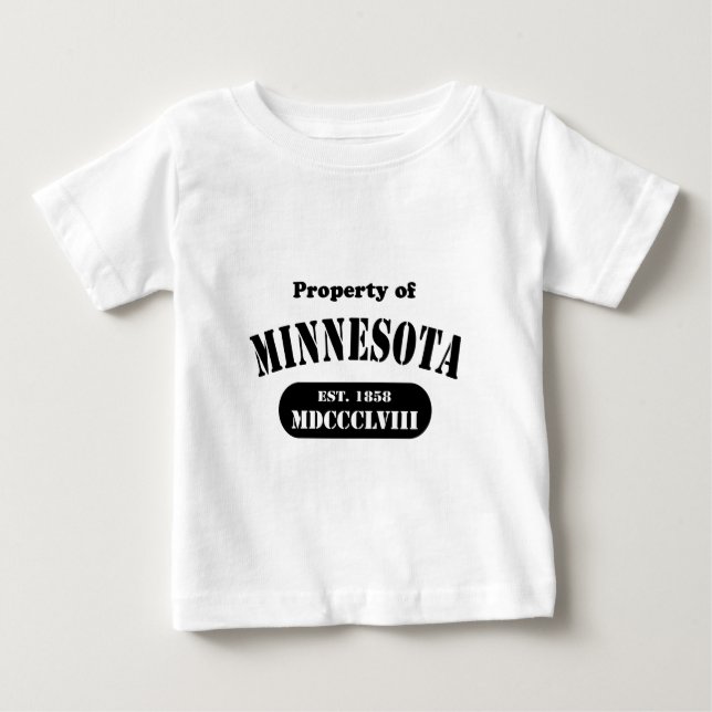 Camiseta Para Bebê Propriedade de Minnesota - texto negro (Frente)