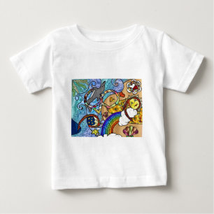Camiseta Para Bebê Psicodélica Retroativa Da Década De 60 Na Praia Of