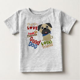 Camiseta Para Bebê Pug Dog Melhor Amigo
