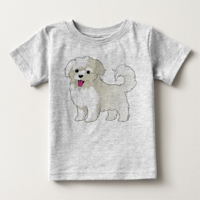 Camiseta Para Bebê Puppy maltês (Frente)