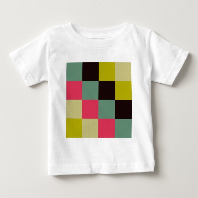 Camiseta Para Bebê Quadrados de cores (Frente)