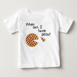 Camiseta Para Bebê Quando posso eu ter a pizza?
