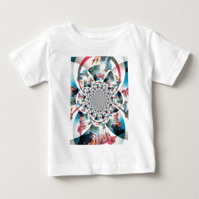 Camiseta Para Bebê Quênia Tapeçaria Caleidoscópio Impressão de Arte (Frente)