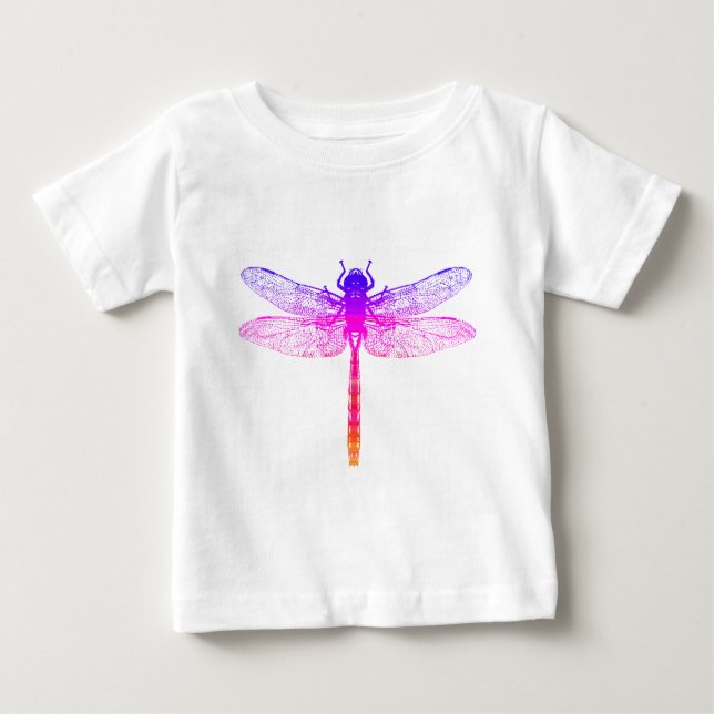 Camiseta Para Bebê Rainbow Dragonfly (Frente)