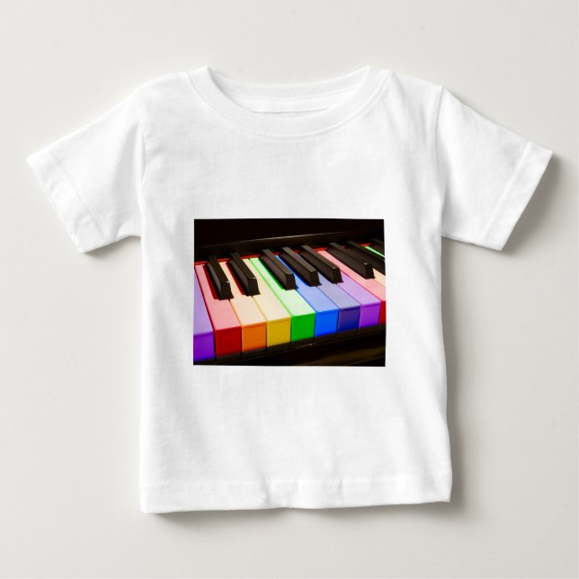Camiseta Para Bebê Rainbow Piano (Frente)