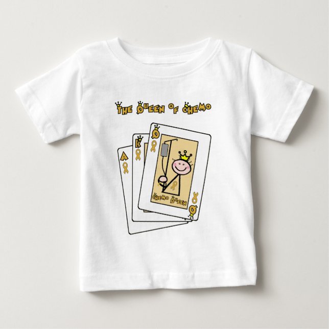 Camiseta Para Bebê Rainha de Chemo - fita do ouro do cancer da (Frente)