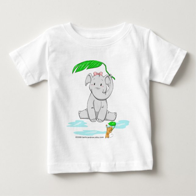 Camiseta Para Bebê Rainy Day Elephant (Frente)