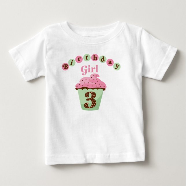 Camiseta Para Bebê Rapariga de aniversário de 3 anos (Frente)