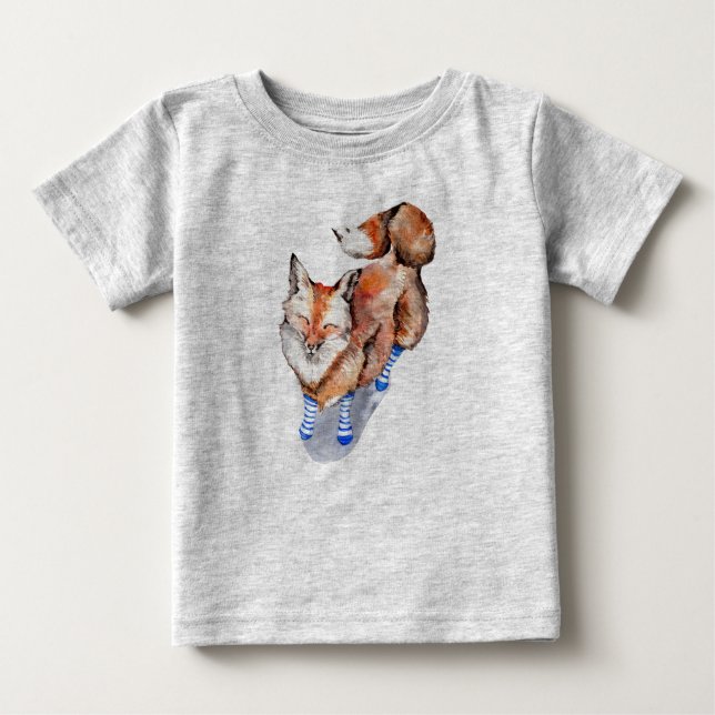Camiseta Para Bebê Raposa nas Meias (Frente)
